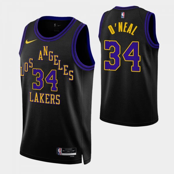 2023-24 City Edition Los Angeles Lakers #34 Shaquille O'Neal Black Swingman Jersey