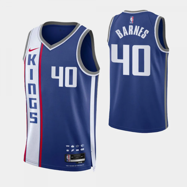 2023-24 City Edition Sacramento Kings #40 Harrison Barnes Blue Swingman Jersey