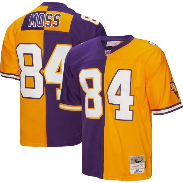 Men's Minnesota Vikings Randy Moss Mitchell & Ness Purple/Gold 1998 Split Legacy Replica Jersey