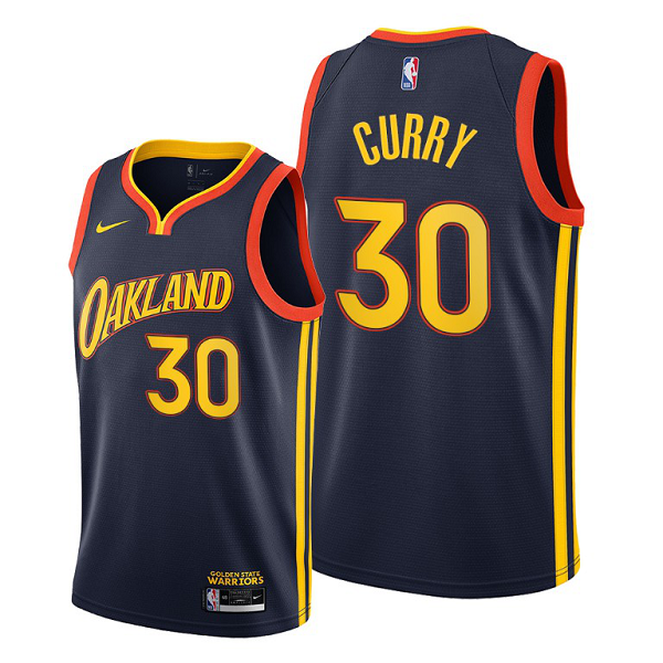 Golden State Warriors #30 Stephen Curry Navy 2020-21 City Edition Men'sOakland Jersey