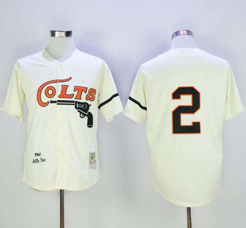 Mitchell And Ness Houston Colts #2 Fox Stitched Cream Throwback MLB Jersey