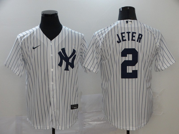 Men's New York Yankees #2 Derek Jeter White Home Stitched MLB Cool Base Nike Jersey