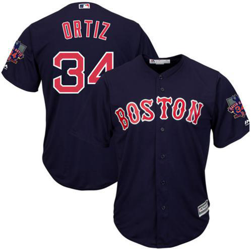 Boston Red Sox #34 David Ortiz Navy Blue New Cool Base with Retirement Patch Stitched MLB Jersey