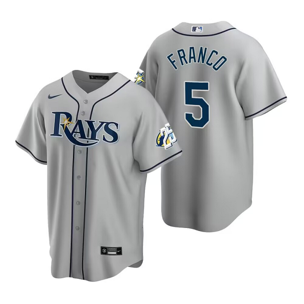 Men's Tampa Bay Rays #5 Wander Franco 25th Anniversary Gray Cool Base Player Jersey