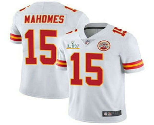 Men's Kansas City Chiefs #15 Patrick Mahomes White 2021 Super Bowl LV Vapor Untouchable Stitched Nike Limited NFL Jersey