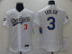 Nike Men's Los Angeles Dodgers #3 Chris Taylor Champion of white gold and blue characters Flexbase 2021 MLB Jersey