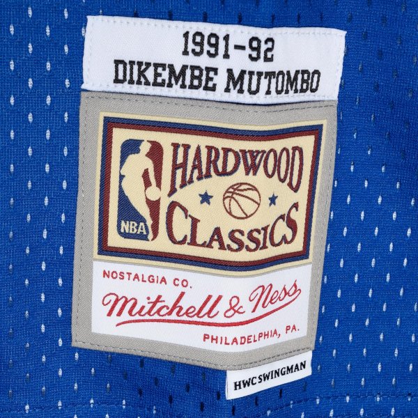 Men's Denver Nuggets Dikembe Mutombo Mitchell & Ness Royal/Gold Hardwood Classics 1991/92 Split Swingman Jersey