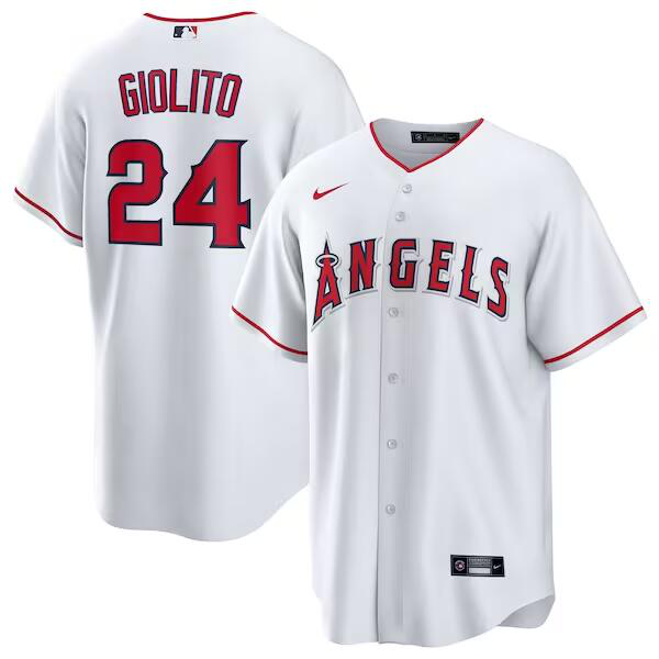 Men's Los Angeles Angels #24 Lucas Giolito Nike White Home Player Cool Base MLB Jersey