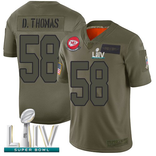 Kansas City Chiefs #58 Derrick Thomas Camo Super Bowl LIV Bound Men's Stitched NFL Limited 2019 Salute To Service Jersey