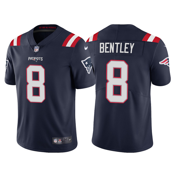 Men's Nike New England Patriots #8 Ja'Whaun Bentley Navy NFL Vapor Limited Jersey