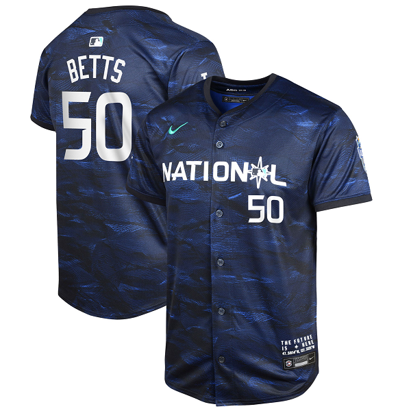 Youth National League #50 Mookie Betts Nike Royal 2023 MLB All-Star Game Cool Base Jersey