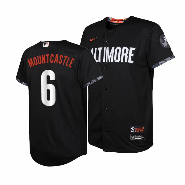 Youth Baltimore Orioles #6 Ryan Mountcastle 2023 City Connect Cool Base Jersey Black