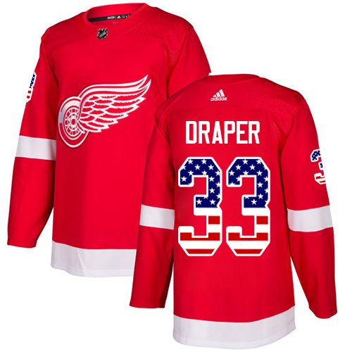 Adidas Detroit Red Wings #33 Kris Draper Red Home USA Flag Stitched NHL Jersey