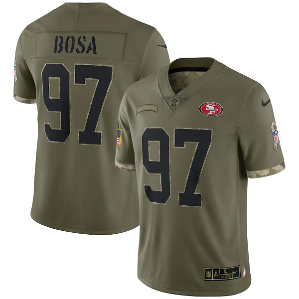 Men's Nike Nick Bosa #97 Olive San Francisco 49ers 2022 Salute To Service Limited Jersey