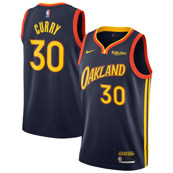 Youth Nike Golden State Warriors #30 Stephen Curry Navy 2020/21 Swingman Badge City Edition Oakland Forever NBA Jersey