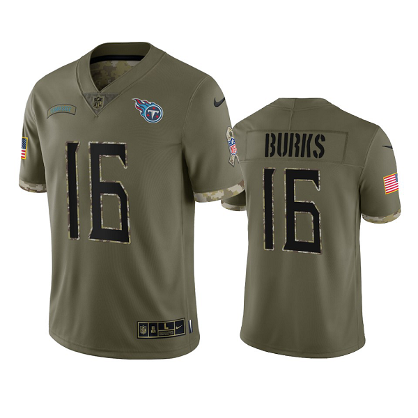 Tennessee Titans Treylon Burks #16 Olive 2022 Salute To Service Limited Jersey