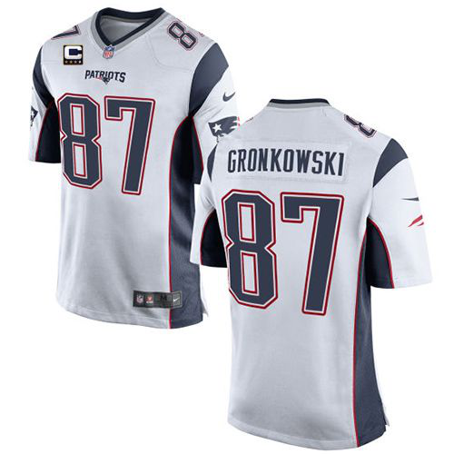 Nike New England Patriots #87 Rob Gronkowski White With C Patch Youth Stitched NFL New Elite Jersey