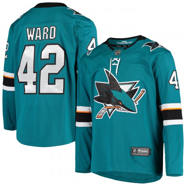 Men's San Jose Sharks Joel Ward Fanatics Teal Breakaway Home Player Jersey