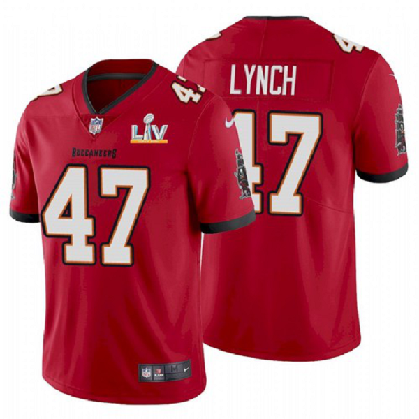 Men's Tampa Bay Buccaneers John Lynch Red 2021 Super Bowl LV Jersey