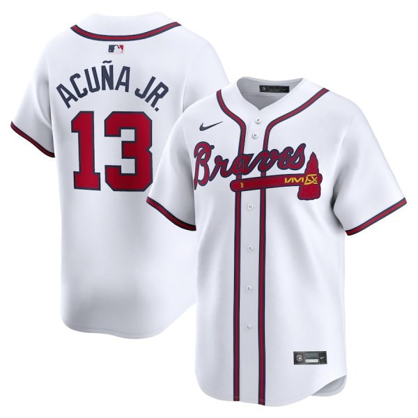 Men's Atlanta Braves Ronald Acu?a Jr. Nike White Home Limited Player Jersey