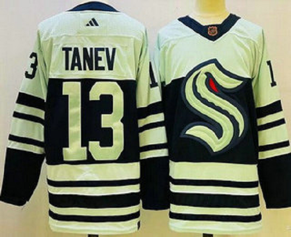 Men's Seattle Kraken #13 Brandon Tanev Light Green 2022 Reverse Retro NHL Jersey