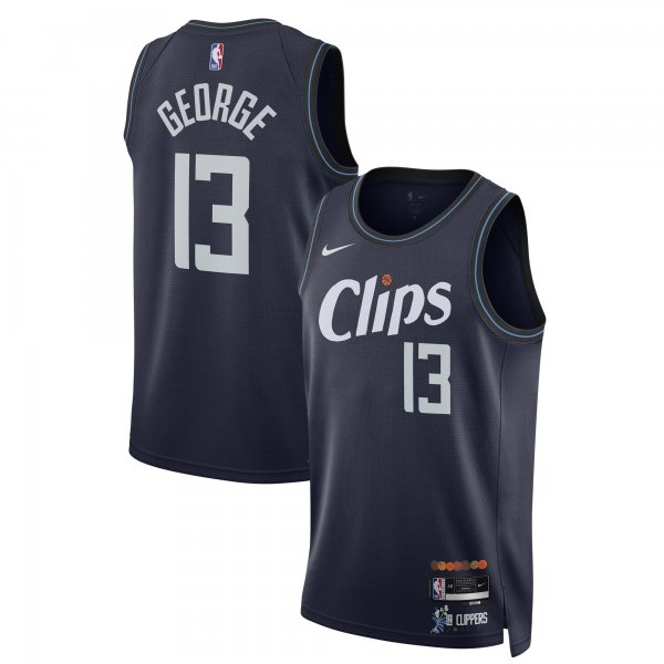 Unisex LA Clippers Paul George Nike Navy 2023/24 Swingman Jersey - City Edition