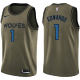 Men's Minnesota Timberwolves #1 Anthony Edwards Green Salute to Service Swingman NBA Jersey