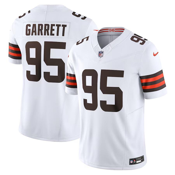 Youth Cleveland Browns #95 Myles Garrett Nike White Vapor F.U.S.E. Limited Jersey