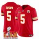 Men's Kansas City Chiefs #5 Hollywood Brown Red Super Bowl LIX F.U.S.E. Vapor Limited Stitched Jersey