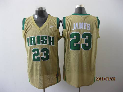 Men's Miami Heat #23 LeBron James Earth Yellow Irish High School Stitched NBA Jersey