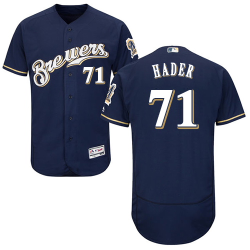 Men's Milwaukee Brewers #71 Josh Hader Navy Blue Flexbase Collection Stitched MLB Jersey