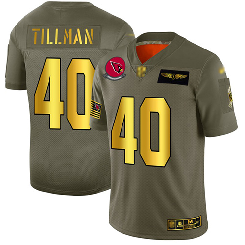 Men's Arizona Cardinals #40 Pat Tillman Camo/Gold Stitched NFL Limited 2019 Salute To Service Jersey