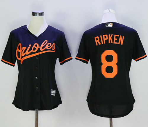 Baltimore Orioles #8 Cal Ripken Black Women's Alternate Stitched MLB Jersey