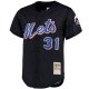 Men's New York Mets Mike Piazza Mitchell & Ness Black Big & Tall Cooperstown Collection Mesh Button-Up Jersey