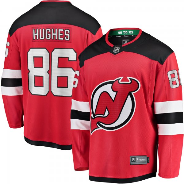 Youth New Jersey Devils Jack Hughes Fanatics Red Home Breakaway Player Jersey