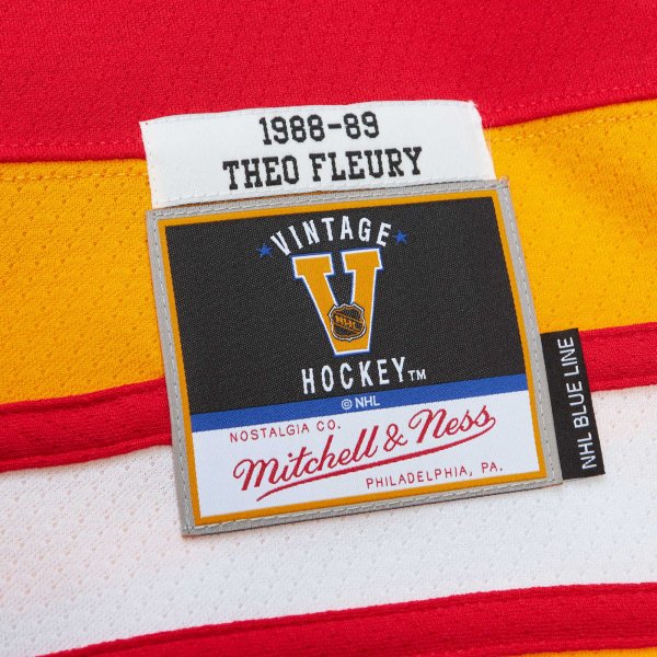 Men's Calgary Flames Theoren Fleury Mitchell & Ness Red  1988/89 Blue Line Player Jersey