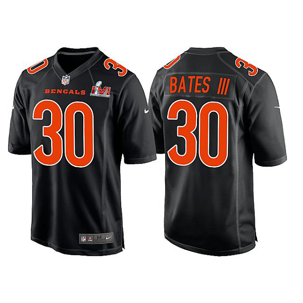 Men's Cincinnati Bengals #30 Jessie Bates III 2022 Black Super Bowl LVI limited Stitched Jersey