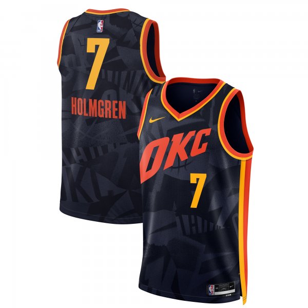 Men's Unisex Oklahoma City Thunder #7 Chet Holmgren Nike Navy 2023/24 Swingman City Edition Jersey