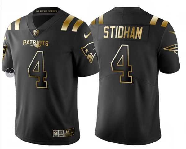 Men's New England Patriots #4 Jarrett Stidham 2020 Black Golden Limited Jersey.png