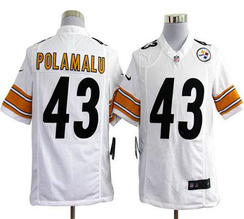 Nike Pittsburgh Steelers #43 Troy Polamalu White Men's Stitched NFL Game Jersey