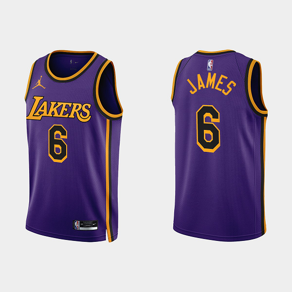 Los Angeles Lakers #6 LeBron James 2022-23 Statement Edition Purple NBA Jersey