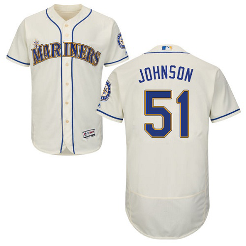 Seattle Mariners #51 Randy Johnson Cream Flexbase Collection Stitched MLB Jersey