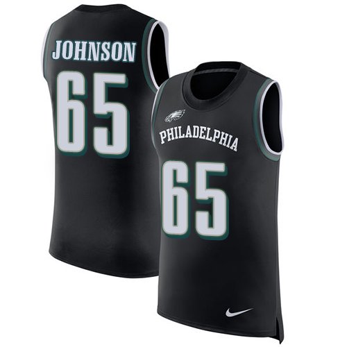 Nike Philadelphia Eagles #65 Lane Johnson Black Alternate Men's Stitched NFL Limited Rush Tank Top Jersey