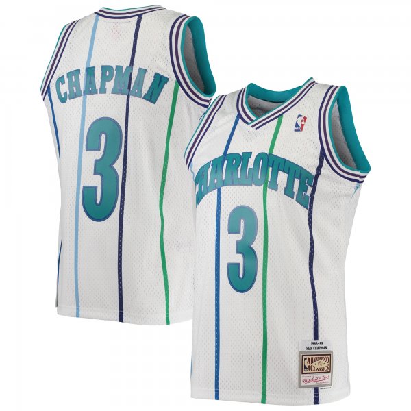 Men's Charlotte Hornets Rex Chapman Mitchell & Ness White 1988/89 Hardwood Classics Swingman Jersey