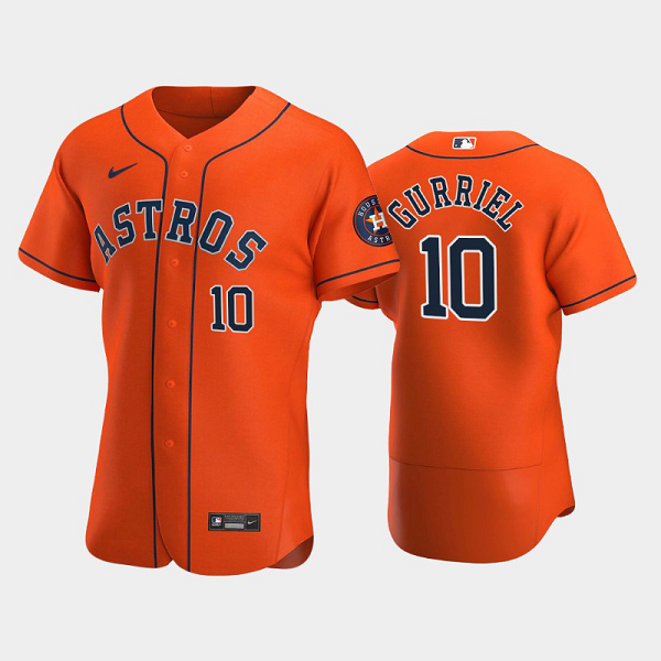 Men's Houston Astros #10 Yuli Gurriel 2020 Alternate Orange Flex Base MLB Jersey