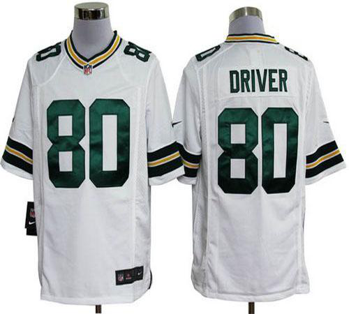 Nike Green Bay Packers #80 Donald Driver White Men's Stitched NFL Game Jersey