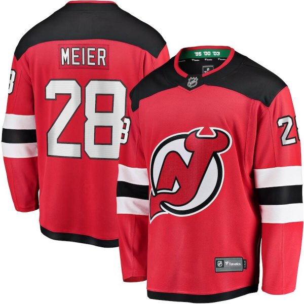 Men's #28 Timo Meier New Jersey Devils Home Breakaway Red Jersey