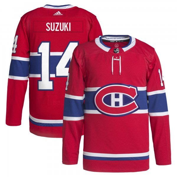 Men's Montreal Canadiens Nick Suzuki adidas Red Home Primegreen Pro Player Jersey