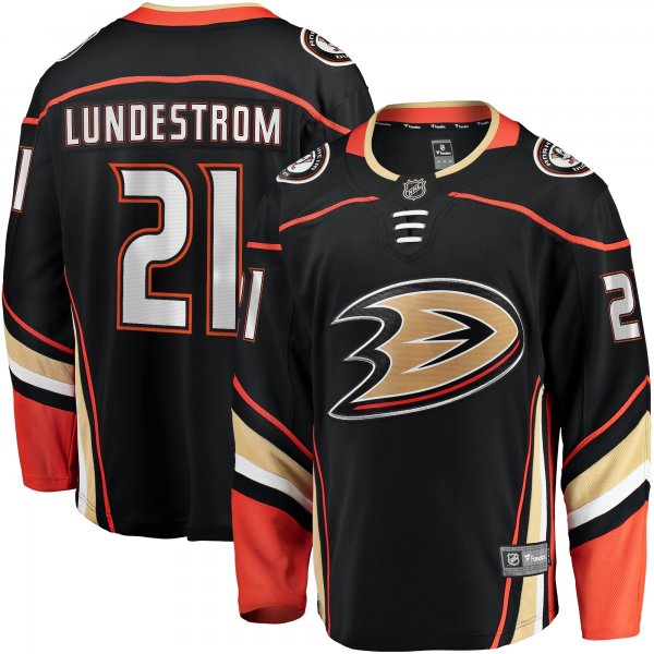 Men's Anaheim Ducks Isac Lundestrom Fanatics Black Home Breakaway Jersey