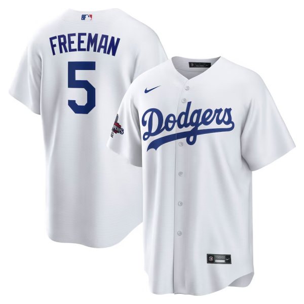 Men's #5 Freddie Freeman Los Angeles Dodgers Nike 2024 World Series Champions Player White Jersey